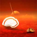 Sonda Huygens aterrizando en Titán